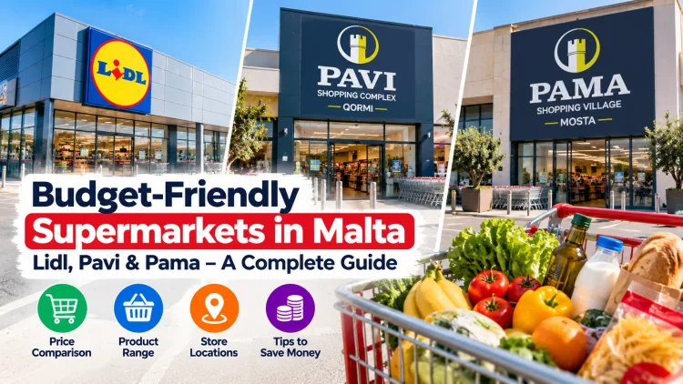 Budget-friendly supermarkets in Malta including Lidl, PAVI and PAMA