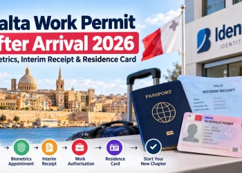Malta work permit after arrival 2026 biometrics, Interim Receipt and residence card
